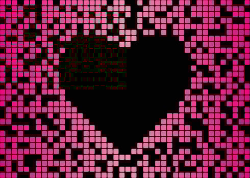 Pink Digital Pixel Heart Shape Frame vector