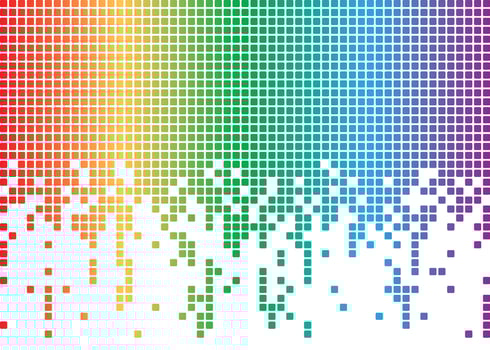 Rainbow Spectrum Pixel Drip on White Background vector