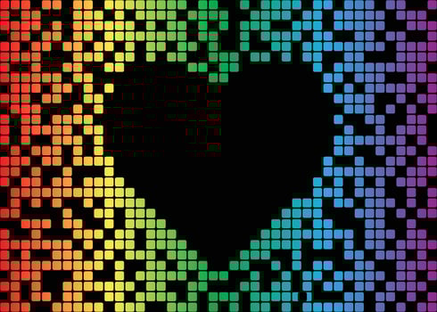 Digital Pixel Background Heart Frame vector