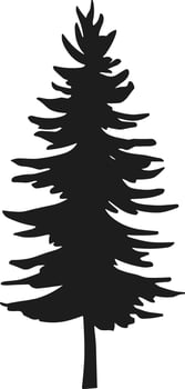 A Lone pine tree silhouette vector