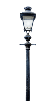 Vintage lamp post isolated against transparent backdrop in a vertical orientation png