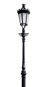 Vintage lamp post isolated against transparent backdrop in a vertical orientation png