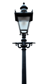 Vintage lamp post isolated against transparent backdrop in a vertical orientation png