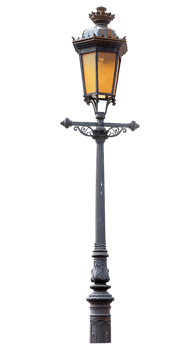 Vintage lamp post isolated against transparent backdrop in a vertical orientation png