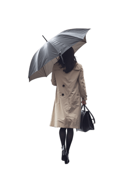 Woman with umbrella, isolated against a transparent background png