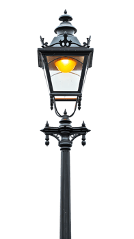 Vintage lamp post isolated against transparent backdrop in a vertical orientation png