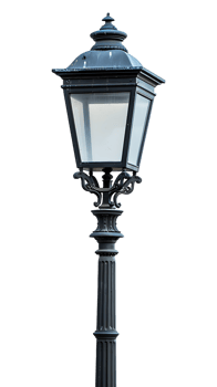 Vintage lamp post isolated against transparent backdrop in a vertical orientation png