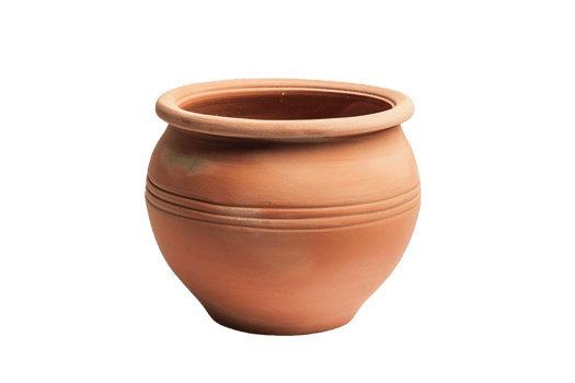 terracotta clay pot, standing alone on a transparent background png
