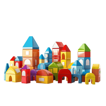 Toy blocks town isolated on transparent background png