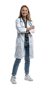 smiling and confident female doctor isolated on a transparent background png