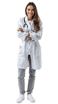 smiling and confident female doctor isolated on a transparent background png