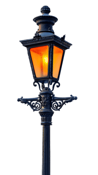 Vintage lamp post isolated against transparent backdrop in a vertical orientation png