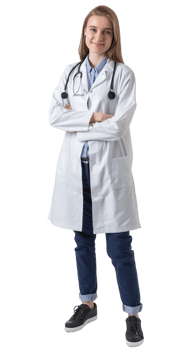 smiling and confident female doctor isolated on a transparent background png