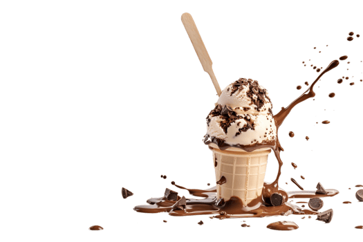 stick kulfa ice cream with a chocolate splash, isolated against a transparent background png