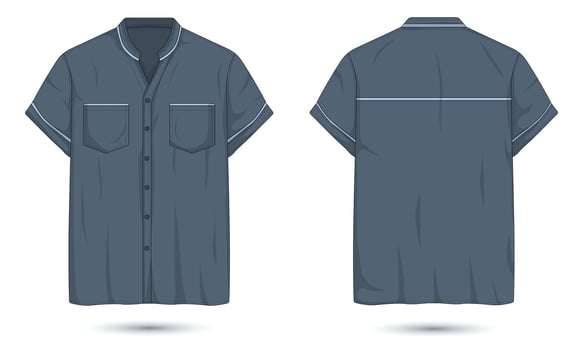 Short sleeve formal button down shirt mockup front and back view vector
