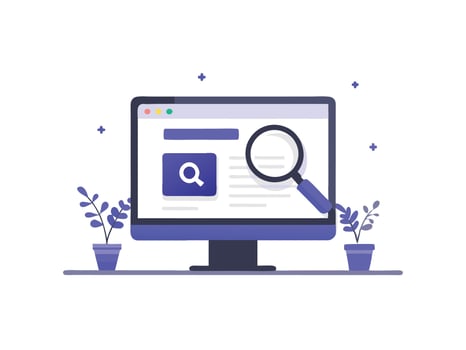 Online Web Search browser page on PC monitor. UI illustration Concept. Search engine research vector