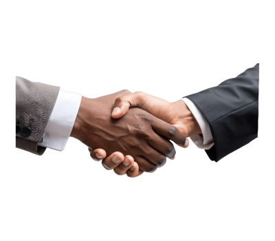 Close-up of two businesspeople shaking hands on transparent background png