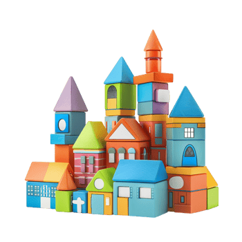Toy blocks town isolated on transparent background png