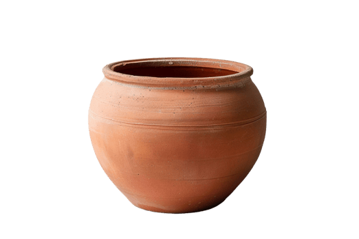 terracotta clay pot, standing alone on a transparent background png