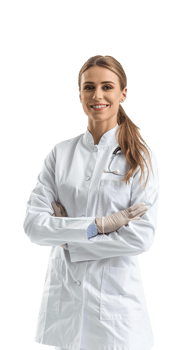 smiling and confident female doctor isolated on a transparent background png