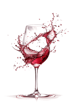 Wine glass with red wine splash, isolated on transparent png