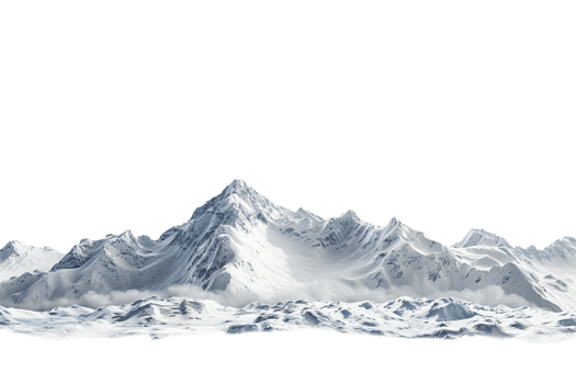 Snow mountain on the horizon, isolated against a transparent background png