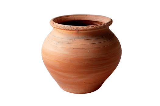 terracotta clay pot, standing alone on a transparent background png