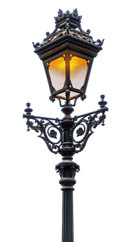 Vintage lamp post isolated against transparent backdrop in a vertical orientation png
