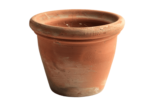 terracotta clay pot, standing alone on a transparent background png