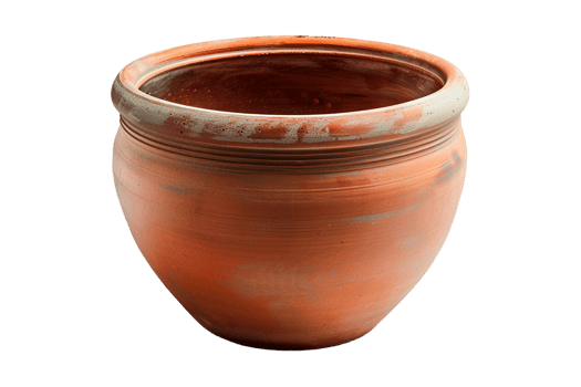terracotta clay pot, standing alone on a transparent background png