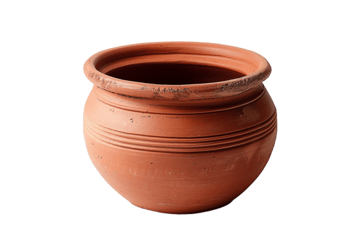 terracotta clay pot, standing alone on a transparent background png