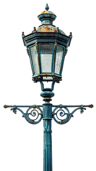 Vintage lamp post isolated against transparent backdrop in a vertical orientation png