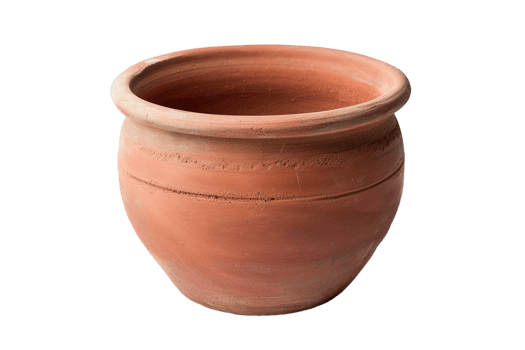 terracotta clay pot, standing alone on a transparent background png