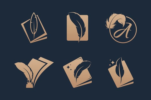 Luxury quill pen signature logo design collection vector