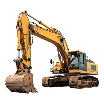 track excavator isolated against a transparent background png