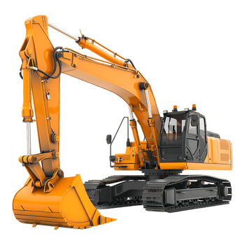 track excavator isolated against a transparent background png