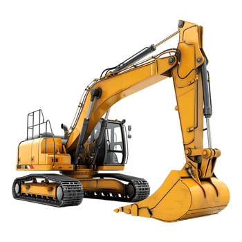 track excavator isolated against a transparent background png