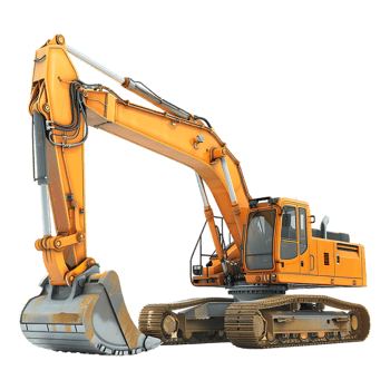 track excavator isolated against a transparent background png