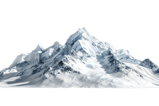 Snow mountain on the horizon, isolated against a transparent background png