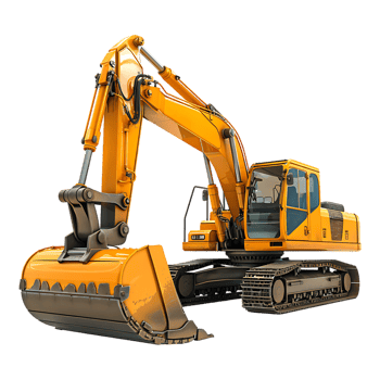 track excavator isolated against a transparent background png