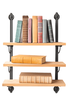 Vertical bookshelf alone against transparent backdrop png