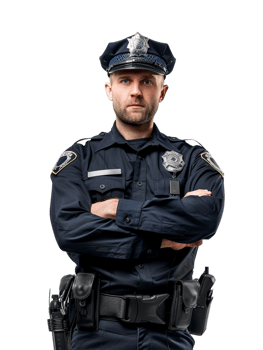 Policeman with crossed arms against transparent backdrop png