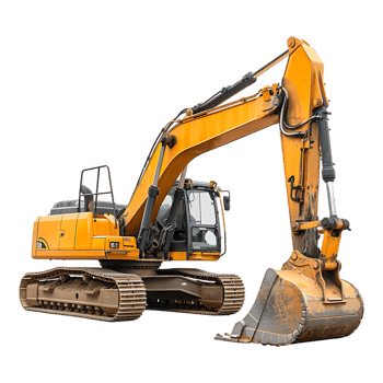 track excavator isolated against a transparent background png