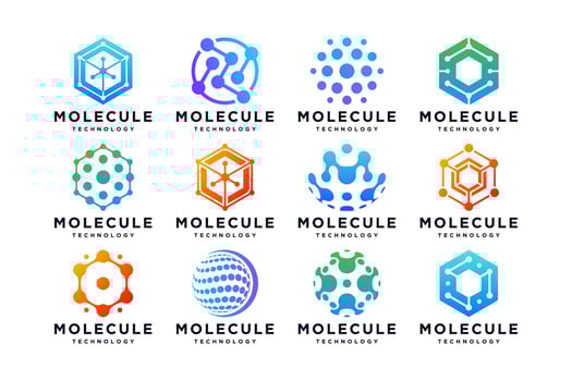 Set of nanotechnology logo design vector