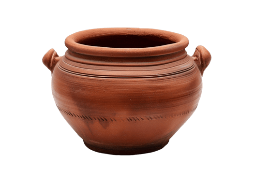 terracotta clay pot, standing alone on a transparent background png