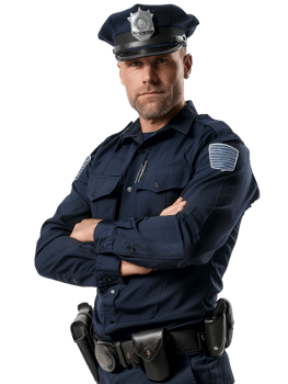 Policeman with crossed arms against transparent backdrop png