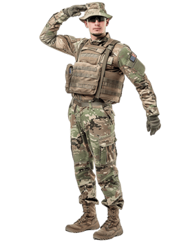 Soldier saluting, isolated on transparent background png