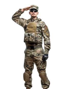 Soldier saluting, isolated on transparent background png