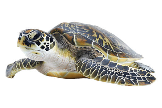 Turtle alone against transparent backdrop png