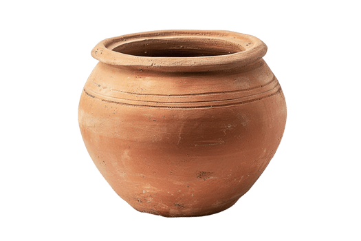 terracotta clay pot, standing alone on a transparent background png